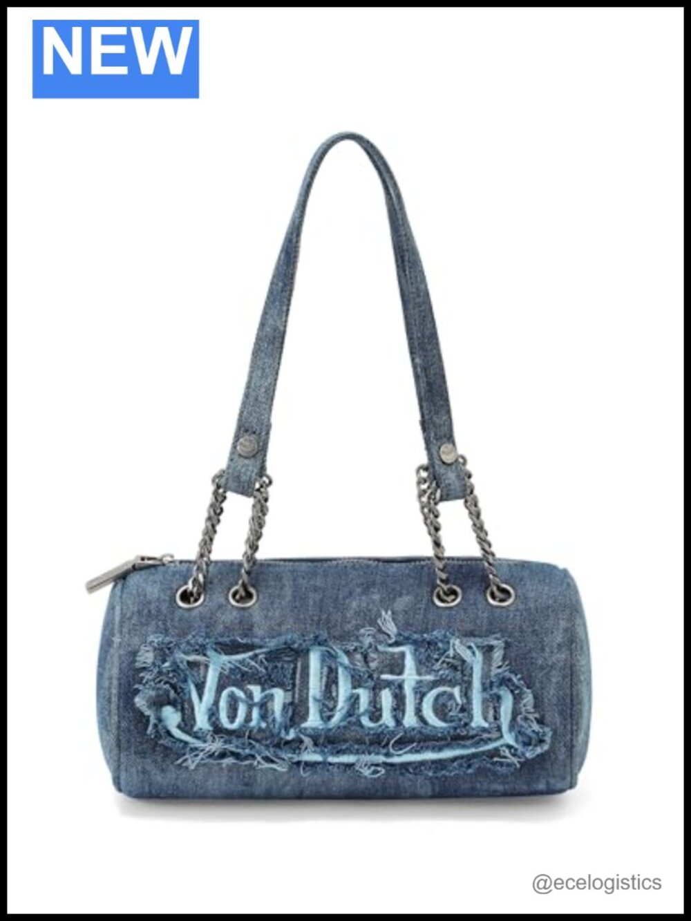 Von Dutch Vegan Leather Barrel Shoulder Bag with Double Straps
